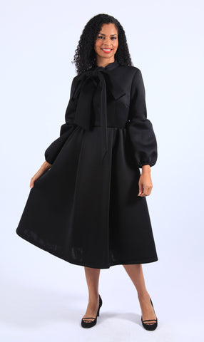 Diana 8653 black lantern sleeve midi dress