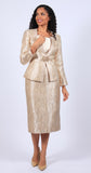 Diana 8666 gold jacquard skirt suit