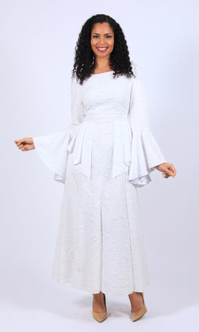Diana 8685 bell sleeve white dress