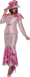 Divine Queen 2073 pink jacquard skirt suit