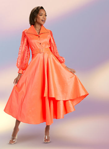 Donna Vinci 12007 orange maxi dress