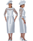 Dorinda Clark 4871 White mesh sleeve dress