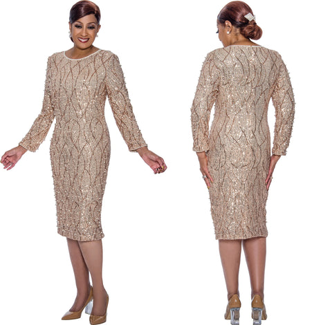 Dorinda Clark 5041 rose gold sequins dress