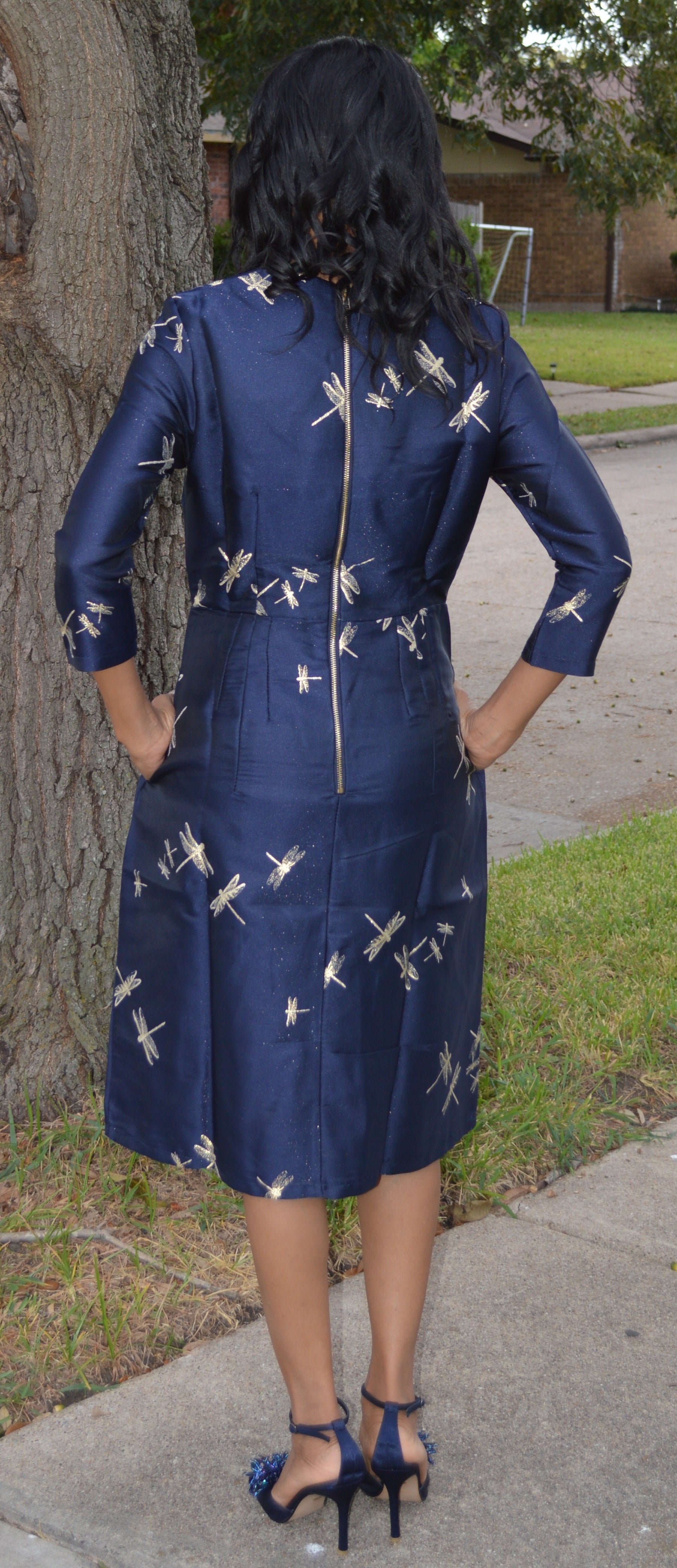 blue dragonfly dress Dragonfly Print Dress XL / Navy