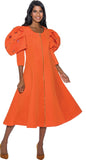 Dresses by Nubiano 1011 orange puff sleeve scuba dress