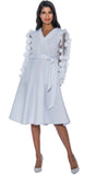 Dresses by Nubiano 921 white mesh sleeve dress