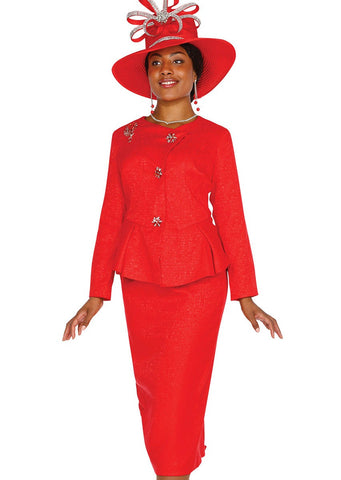 Elite Champagne 5622 red skirt suit