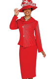 Elite Champagne 5689 red knit skirt suit