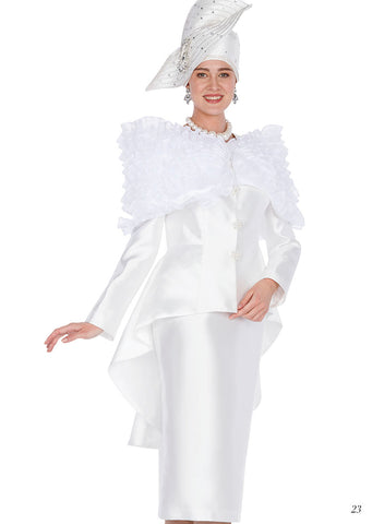 Elite Champagne 5851 white skirt suit