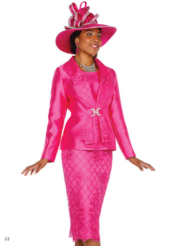Elite Champagne 5862 pink lace skirt suit