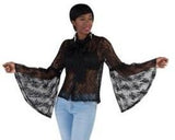 Sheer Lace Bell Sleeve Top