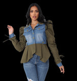 For Her NYC 82046 army green top