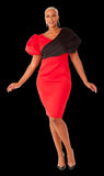 For Her NYC 82057 Color Block Scuba Dress