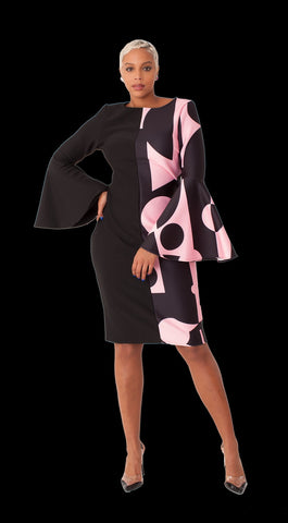 For Her NYC 82062 pink bell sleeve dress