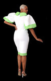 For Her NYC 82147 lime green trim scuba dress