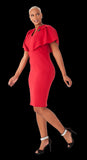 For Her NYC 82155 red v neck scuba dress