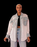 For Her NYC 82157 sheer denim Blouse