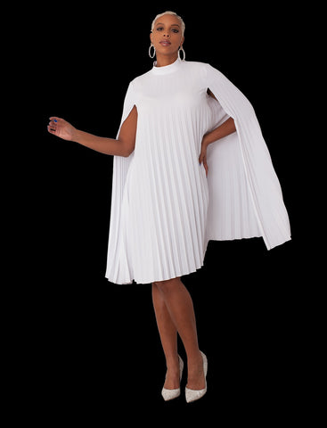 For Her NYC 82184 white cape dress