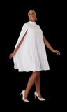 For Her NYC 82184 white pleated dress