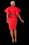 For Her NYC 82240 red animal [rint trim scuba dress