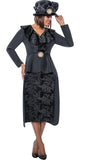 GMI 9182 black High low scuba skirt suit