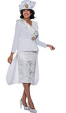 GMI 9182 white High low scuba skirt suit