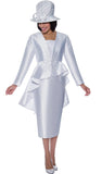 GMI 9472 white high low skirt suit
