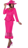 GMI 9512 hot pink mesh hem skirt suit
