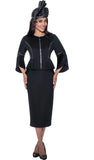 GMI 9562 black high low skirt suit