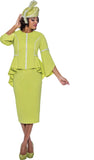 GMI 9562 lime green high low skirt suit