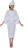 GMI 9562 white high low skirt suit