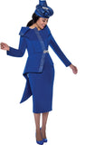 GMI 9652 royal blue asymmetrical scuba skirt suit