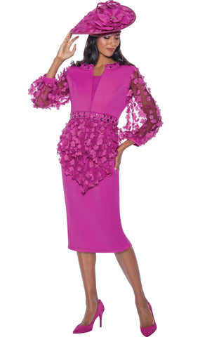 GMI 9673 Purple Mesh Embellished Scuba Skirt Suit