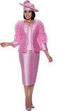 GMI 9713 pink ruffle trim skirt suit