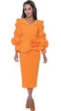 GMI 9742 Orange Peplum Scuba Skirt Suit