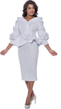 GMI 9742 White Peplum Scuba Skirt Suit
