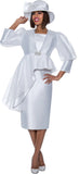 GMI 9762 white asymmetrical skirt suit