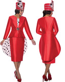 GMI 9793 red high low skirt suit