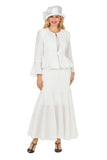 Giovanna 0943 white popcorn skirt suit