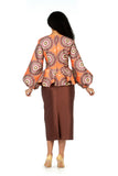 Giovanna 0960 brown african print skirt suit