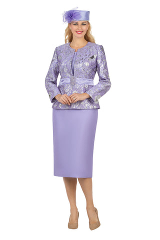 Giovanna G1132 lilac brocade skirt suit