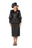 Giovanna G1171 black puff sleeve skirt suit