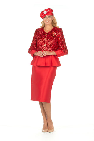 Giovanna G1171 red sequins skirt suit