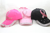 Pink ribbon breast cancer baseball cap