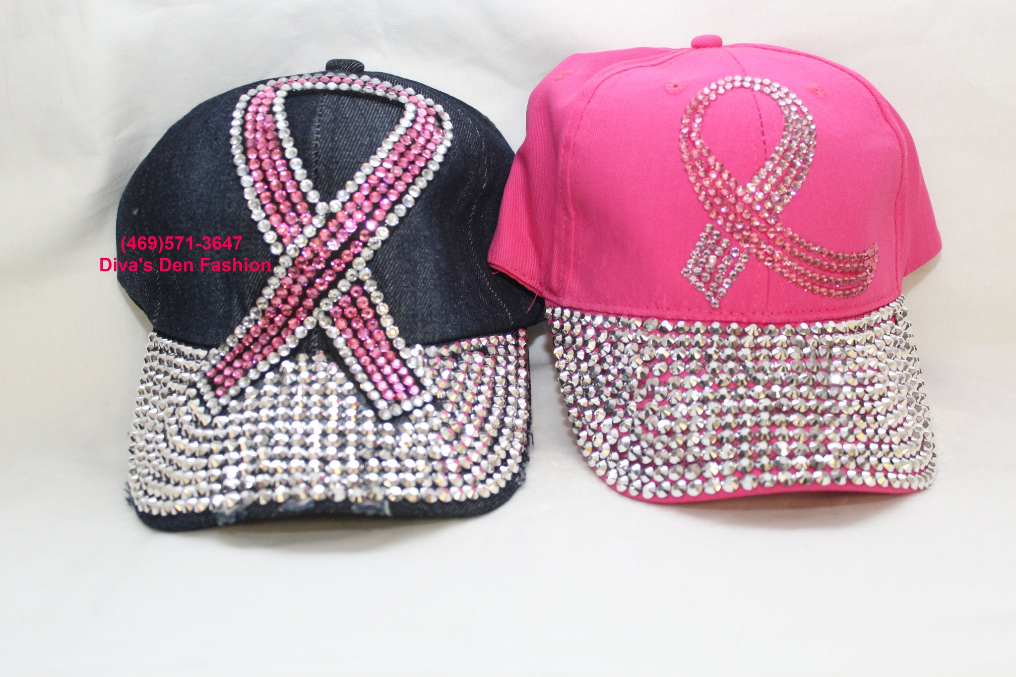 BREAST CANCER AWARENESS pink ribbon Rhinestone hat Nollia Cancer Awareness Hats for Women - Bling Baseball Cap  main image 4