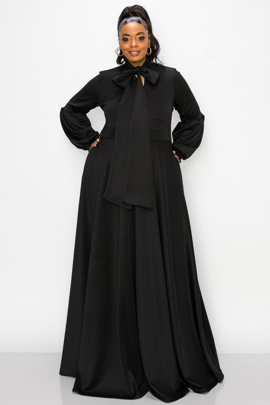 Bow Maxi Dress 2X / Black