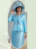 Lily & Taylor 3800 ice blue skirt suit