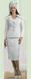 Lily & Taylor 4657 white jacquard skirt suit
