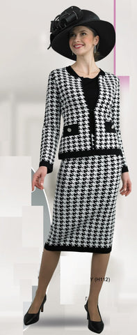 Lily & Taylor 761 hounds tooth skirt suit