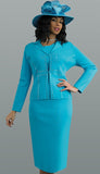 Lily and Taylor 769 Blue Knit Skirt Suit